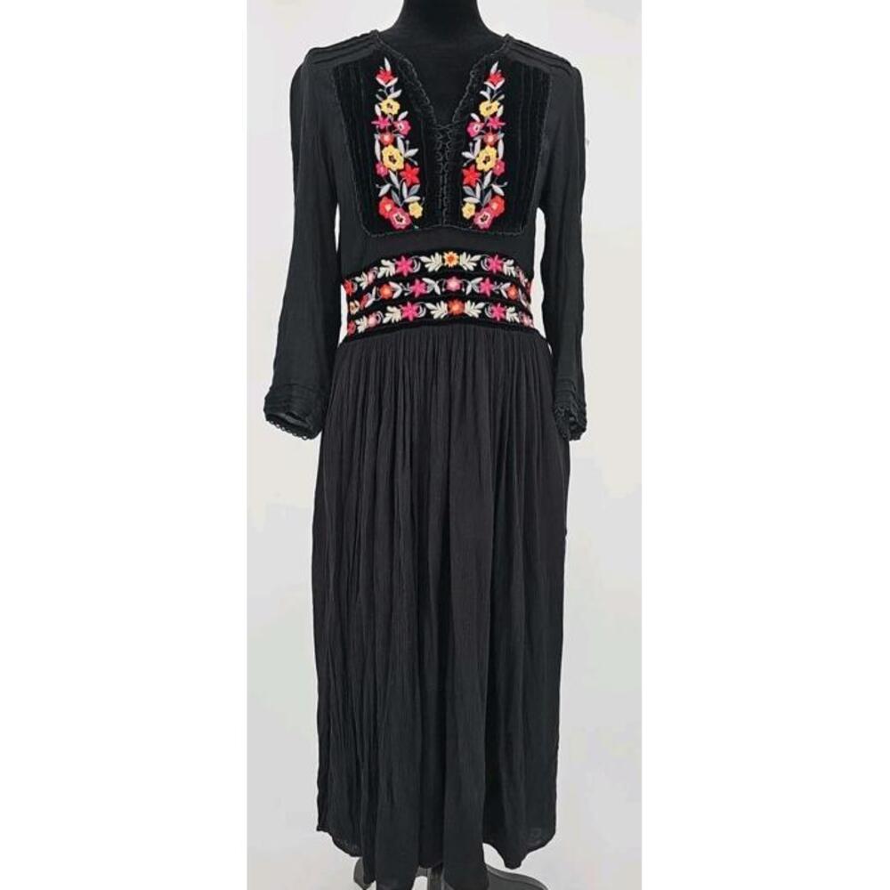 Free People Embroidered‎ Velvet Inlay Dress Small ASO Life In Pieces